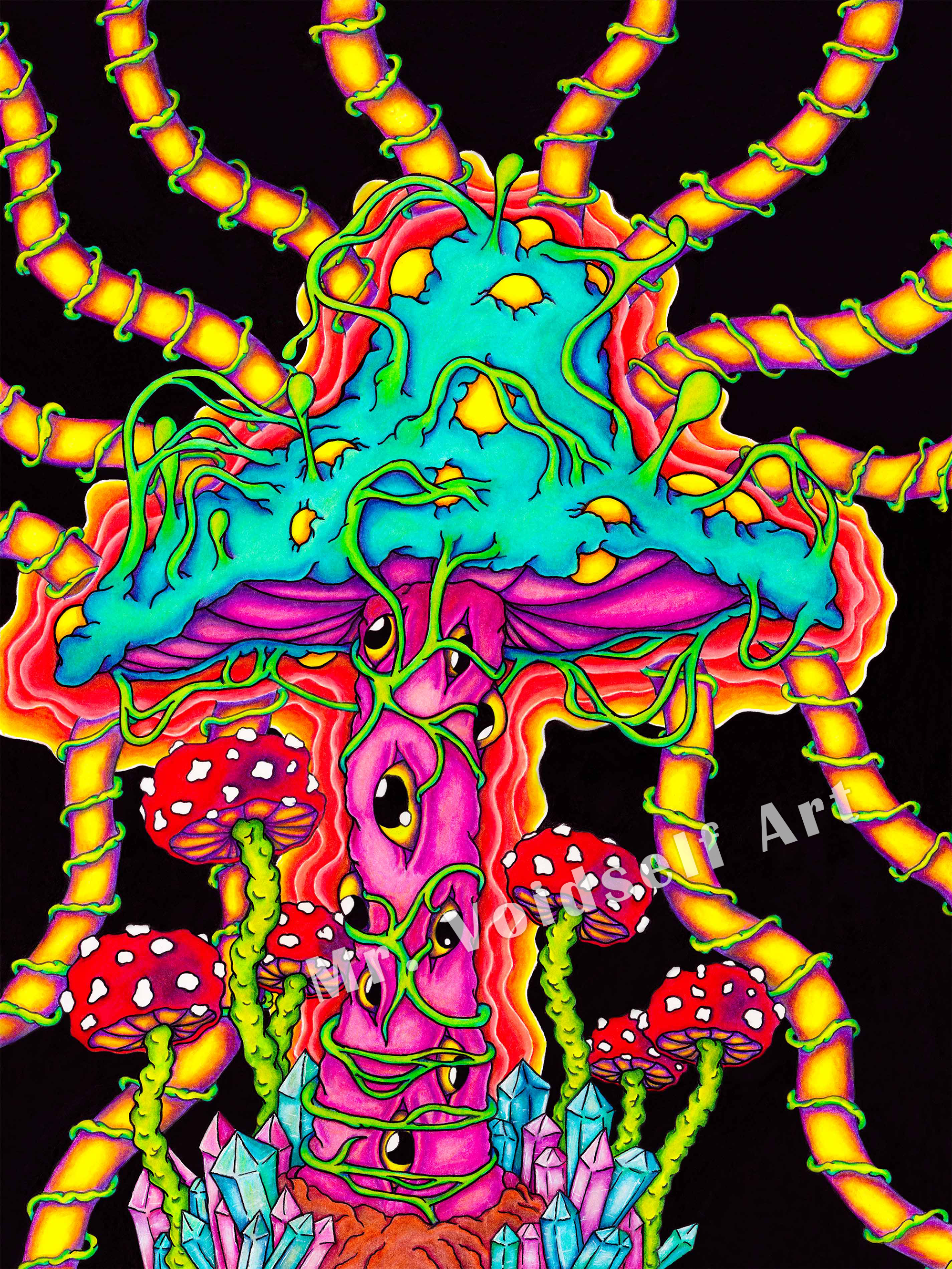 Psychoactive Bliss, 9x12 Colored Pencil/Ink on Bristol (2021)